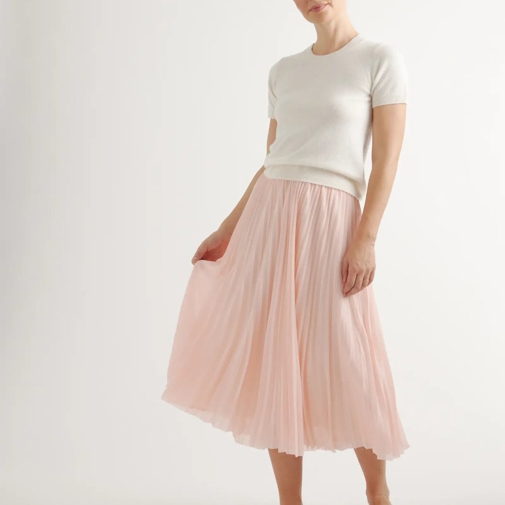 Quince Blush Pink Pleated Midi Skirt